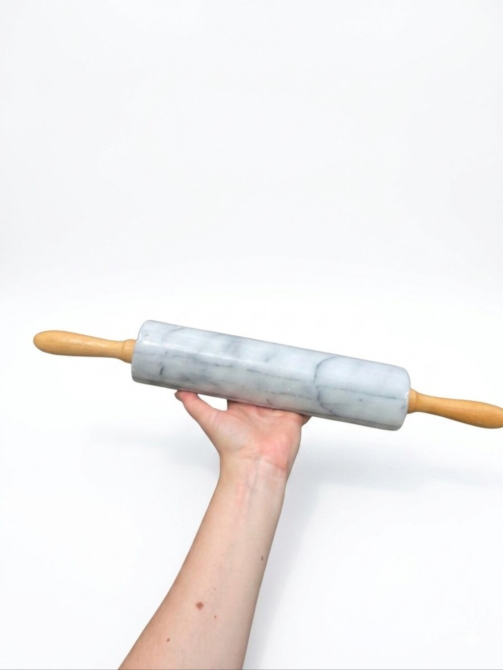 Vintage Marble Rolling Pin with Wood Handles - Gray Marble